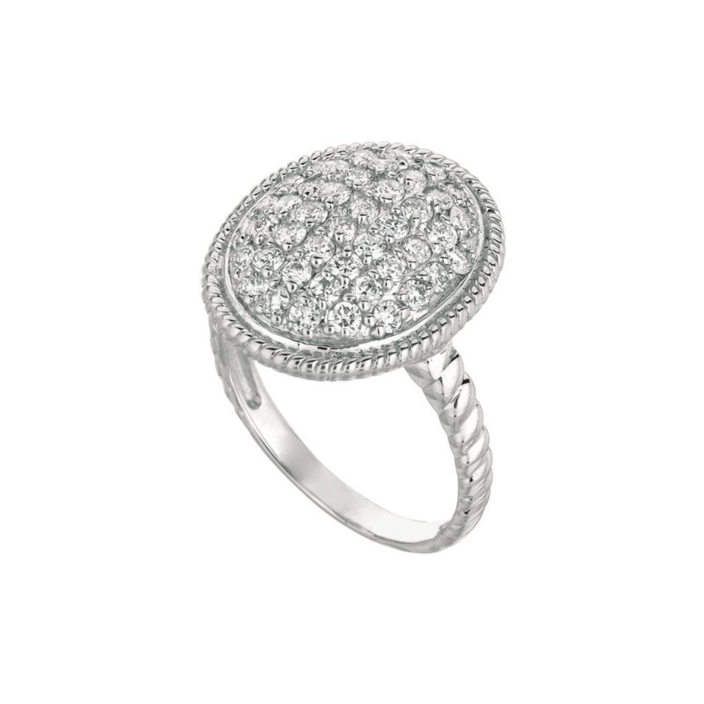 1.15 Carat Natural Diamond Oval Ring G SI 14K White Gold